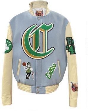 Jeff Hamilton Boston Celtics Wool & Leather Old English Varsity Jacket Nba Bos Cel 100" - Black