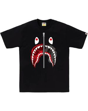 A Bathing Ape Colour Camo Separate Shark T-Shirt 1K80 110 021" - Black