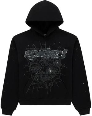Sp5der Rhinestone Punk V2 Hoodie 337" - Black