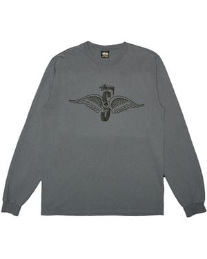 Stussy Skull Wings Pigment Dyed Long-Sleeve Stus368" - Black
