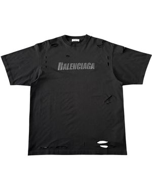 Balenciaga Caps Destroyed Short Sleeve T-Shirt Shirt Kt93 651795 Tkvb8 0106" - Black