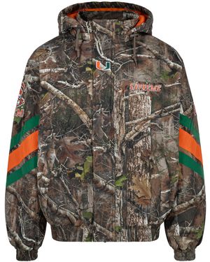 Supreme Mitchell & Ness Ncaa Hooded Stadium Jacket "University Of Miami" Su790" - Black