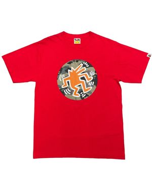 A Bathing Ape Keith Haring Short Sleeve T-Shirt Bkhssstsr5" - Red