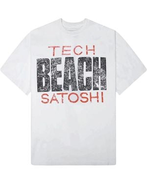 Satoshi Nakamoto Tech Beach Logo Short Sleeve T-Shirt Sat063" - Black