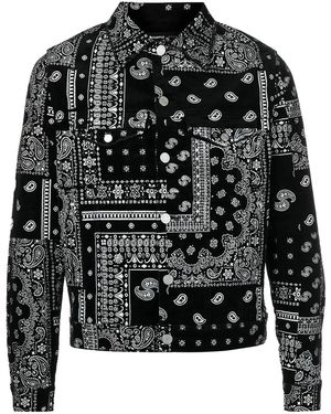 Purple Brand Print Corduroy Trucker Jacket P024 Bppt222" - Black