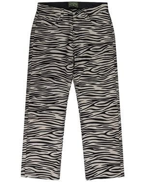 DENIM TEARS Cowhide Zebra Print Trousers Dt754" - Black
