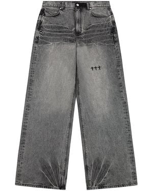 RTA Franco Wide Leg Jeans "Iron Haze Cross Triad" Mexod1227 J2214Irhct" - Black