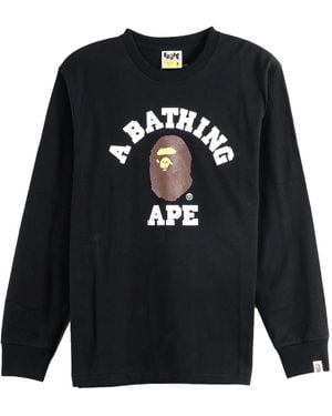 A Bathing Ape University Long-Sleeve T-Shirt 1M80111051 Blk" - Black