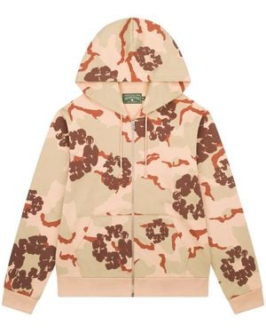 DENIM TEARS Cotton Wreath Zip Hoodie Tan "Tan" Dt131" - Black