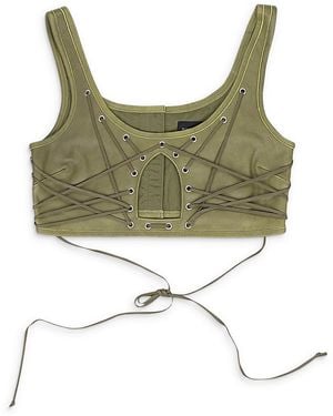 Who Decides War Bondage Leather Crop Top 3110020011Ss24" - Black