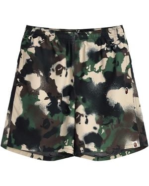 A Bathing Ape Map Regular Fit Beach Shorts 001Spl301002Mgrn" - Black
