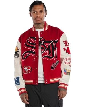 Jeff Hamilton San Francisco 49Ers Wool & Leather Varsity Jacket "49Ers Wool" Nfl-102-49Er- - Red