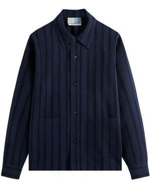 Kith Long-Sleeve Poplin Boxy Collared Overshirt "Nocturnal" Khm010306 413" - Blue