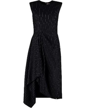 McQueen Engineered Knit Flare Dress 587686Qjaam 4046" - Black