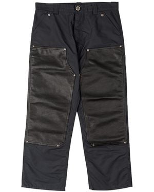 Chrome Hearts Leather Double Knee Nylon Carpenter Trousers Chrm1426" - Black
