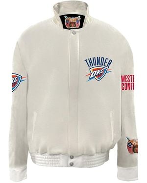 Jeff Hamilton Oklahoma City Thunder Wool & Leather Varsity Jacket Nba 004W Okc" - Black