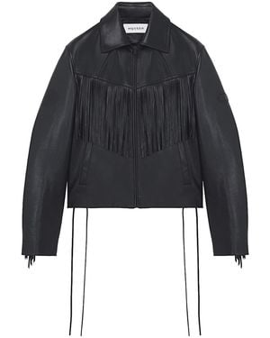 McQueen Fringe Leather Jacket 872832 Q5Ar2 1000" - Black