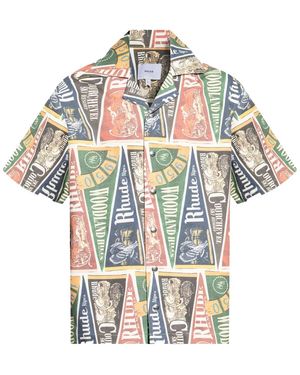 Rhude Collegiate Flag Snap Shirt Rhpf24Sr04320" - Black