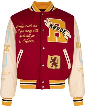 Rhude Le Valley Varsity Jacket "Bordoux And Creme" Rhpf22Ja033628010801" - Red