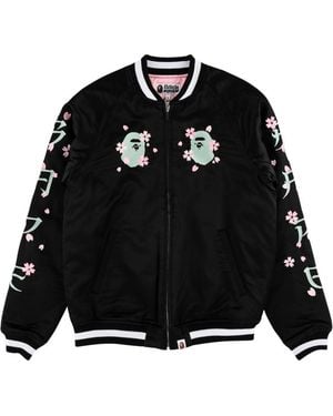 A Bathing Ape Sakura Souvenir Jacket M140009 C" - Black