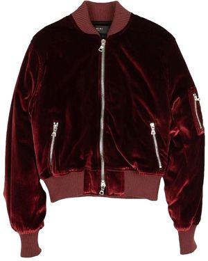 Amiri Velvet Satin Bomber Jacket "Burgundy" Mos017 652" - Black