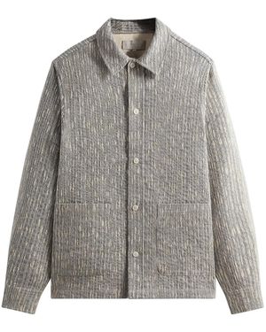 Kith Slub Boucie Boxy Collared Overshirt "Ink" Khm031816 432" - Black