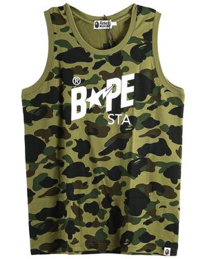 A Bathing Ape 1St Camo Sta Tank Top 1M30108002 Grn" - Green