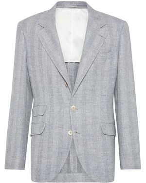 Brunello Cucinelli Linen Silk Wool Blazer Brun847" - Black