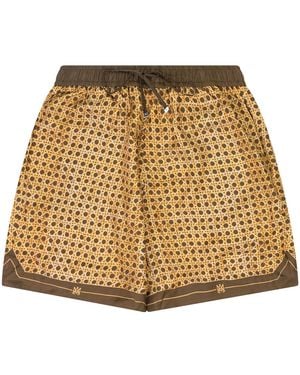 Amiri Weave Pattern Silk Shorts Ss22Mpb017_Brown" - Black