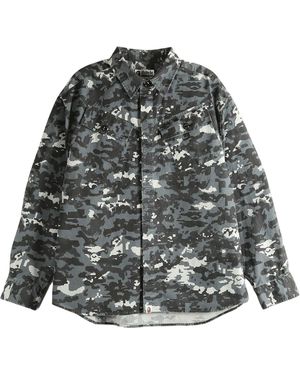 A Bathing Ape Multi Pixel Camo Military Shirt 1M30131002 Blk" - Black