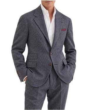 Brunello Cucinelli Wool Herringbone Blazer Brun3134" - Black