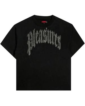 Pleasures Twitch Stud Crewneck T-Shirt P26Sp009" - Black