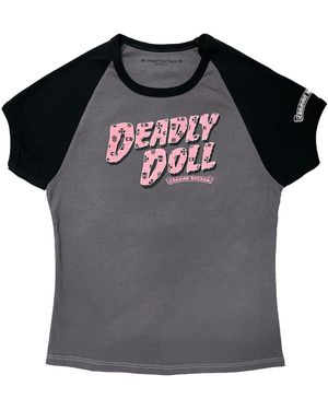 Chrome Hearts Deadly Doll Vine Heart Cropped T-Shirt Chrm1091" - Black