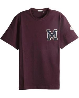 Moncler Cotton Jersey Monogram T-Shirt "Burgundy" Mon88" - Purple