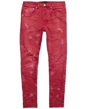 Purple Brand Hickory Stripe Overspray Jeans "Vintage" P001 Hsro222" - Red