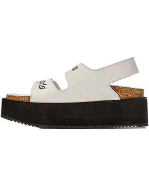 Palm Angels Logo Sandals Pwih005S22Lea0010110" - Black