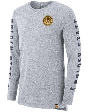 Nike Nba Dri-Fit Long Sleeve T-Shirt "Golden State Warriors" 939022 100" - Black