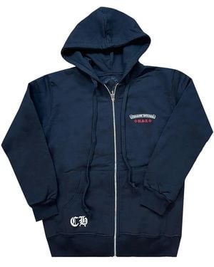 Chrome Hearts American Flag Fleece Hoodie Chrm0693" - Blue