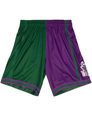 Mitchell & Ness Split Swingman Shorts "Nba Milwaukee Bucks 1996" Smsh4855 Mbu96Pppgnpr" - Green