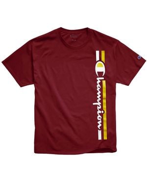 Champion Vertical Striped Script Logo T-Shirt "Cherry Pie" Gt23Hy07973 Wfu" - Red