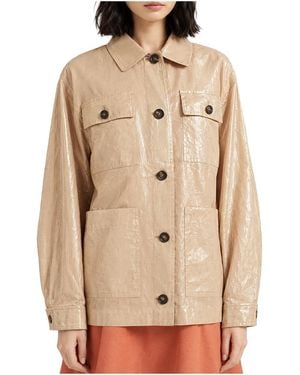 Brunello Cucinelli Glossy Button Front Jacket Brun2780" - Black