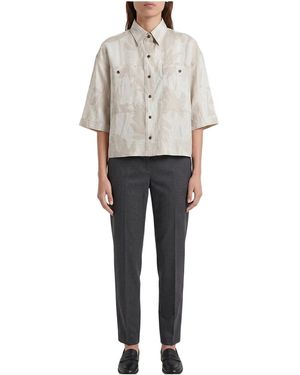 Brunello Cucinelli Linen Boxy Shirt "Light" Brun1656" - Black