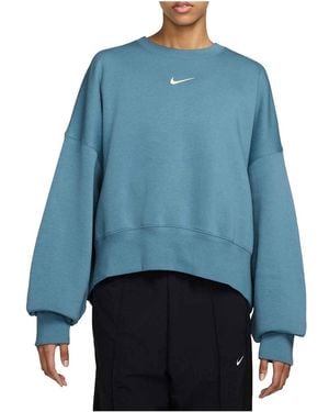 Nike Sportswear Phoenix Fleece Over-Oversized Crew-Neck Sweatshirt "Smoky" Dq5761 006" - Blue
