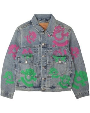 DENIM TEARS Bstroy Tears Type-2 Light Wash Denim Trucker Jacket 802_700_63" - Green