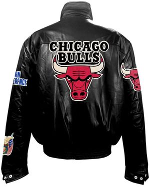 Jeff Hamilton Chicago Bulls Leather Puffer Jacket 650A15B5Eede2" - Black
