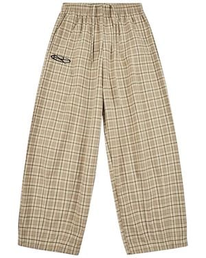 Boredom Kills Lounge Plaid Track Trousers "Khaki" Bk052" - Black