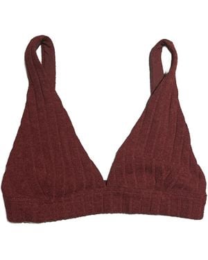 Alo Yoga Ribbed Take Comfort Sports Bra "Cranberry" 19" - Red