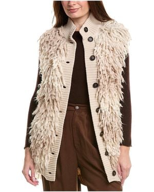 Brunello Cucinelli Textured Knit Buttoned Vest Brun829" - Black