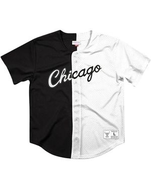 Mitchell & Ness Nba Split Colour Mesh Button Front Shirt "Chicago Bulls - Black