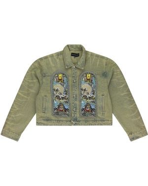 Who Decides War Unfurled Cropped Denim Jacket 3130340009Ss24" - Green